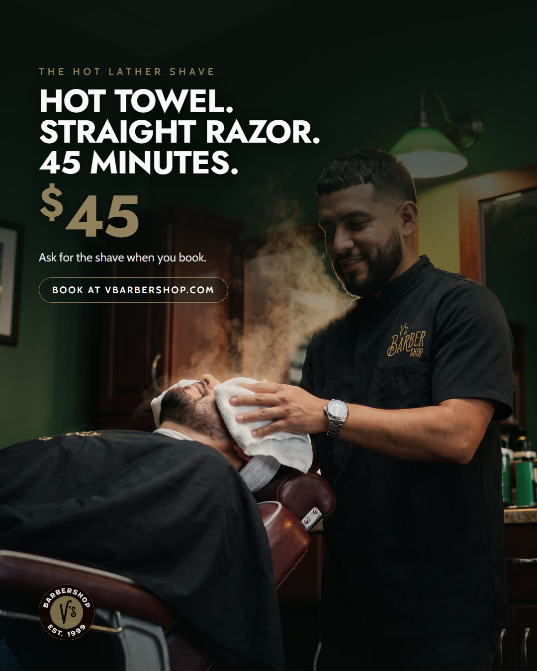 Feed post: hot towel and straight razor shave for $45